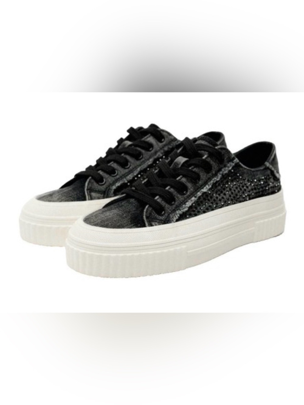 Zara Black Platform Lace-Up Sneakers with White Sole